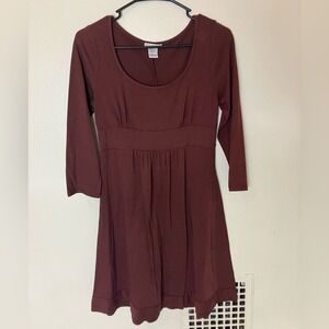 Body‎ Central Burgundy 3/4 Sleeve Empire Waist Mini Dress Size L